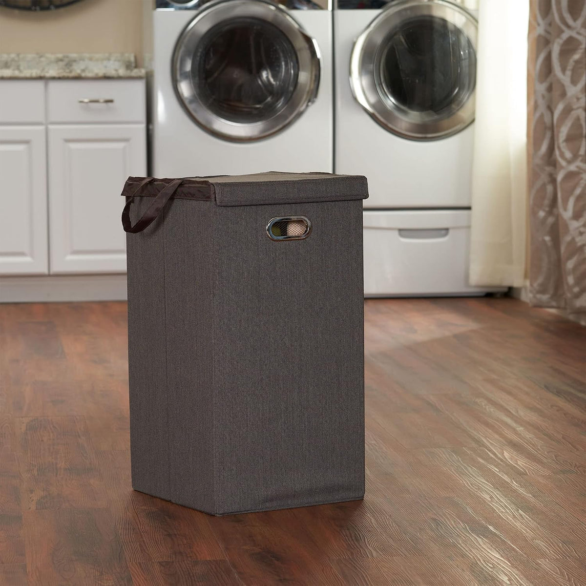 5620 Collapsible Single Laundry Hamper with Magnetic Lid - Grey