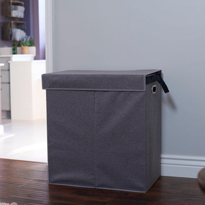 5620 Collapsible Single Laundry Hamper with Magnetic Lid - Grey