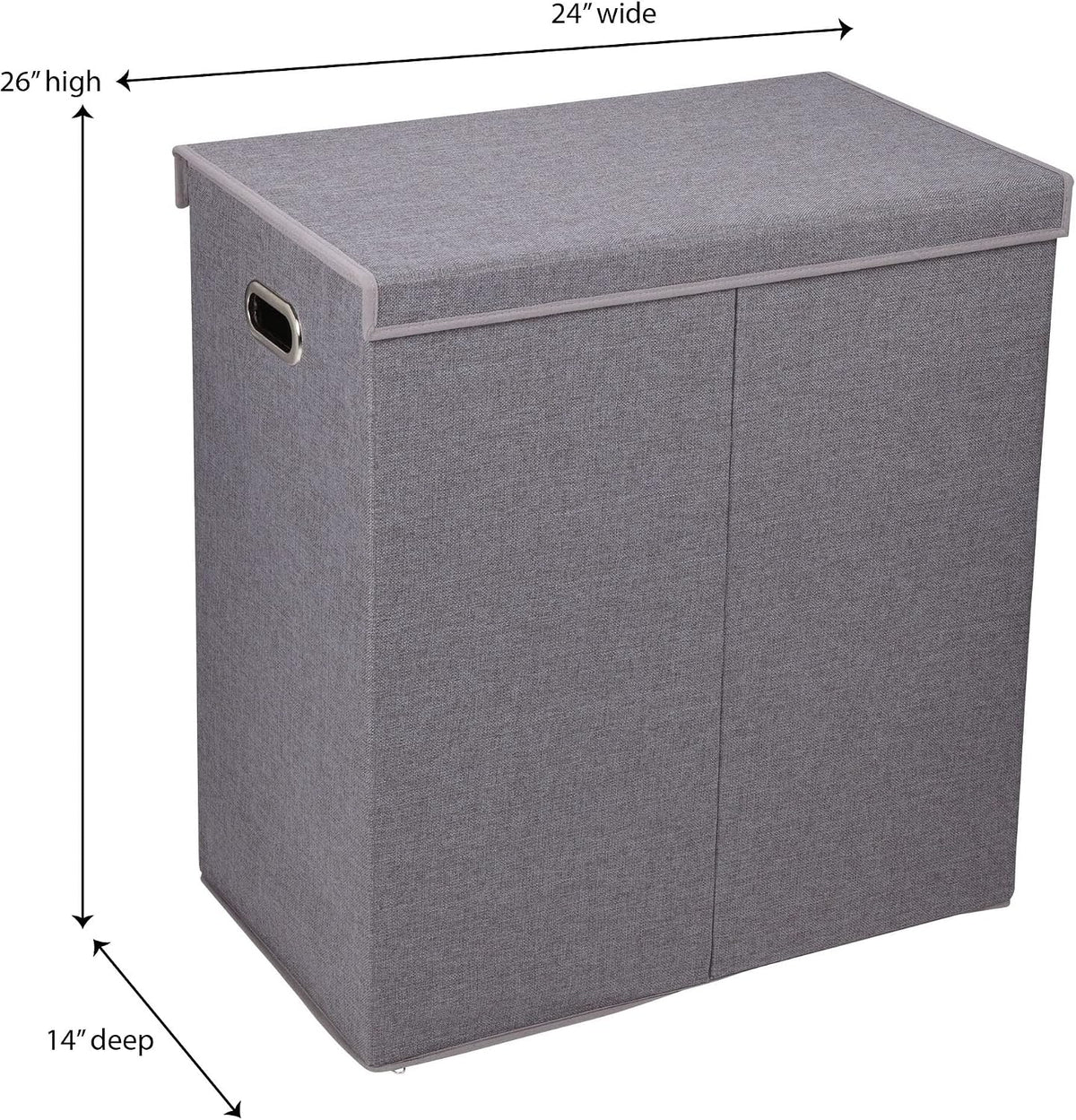 5620 Collapsible Single Laundry Hamper with Magnetic Lid - Grey