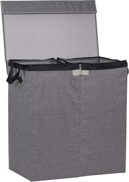 5620 Collapsible Single Laundry Hamper with Magnetic Lid - Grey