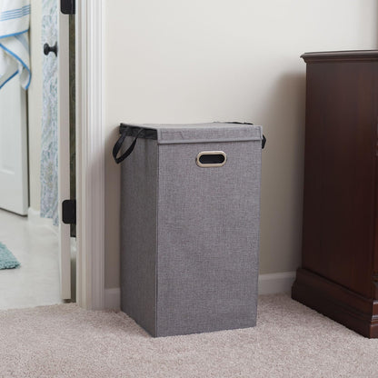 5620 Collapsible Single Laundry Hamper with Magnetic Lid - Grey