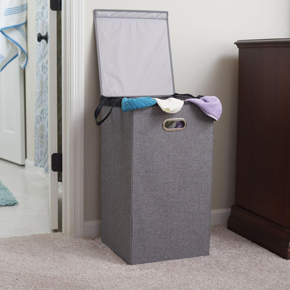 5620 Collapsible Single Laundry Hamper with Magnetic Lid - Grey