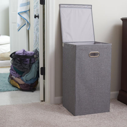 5620 Collapsible Single Laundry Hamper with Magnetic Lid - Grey