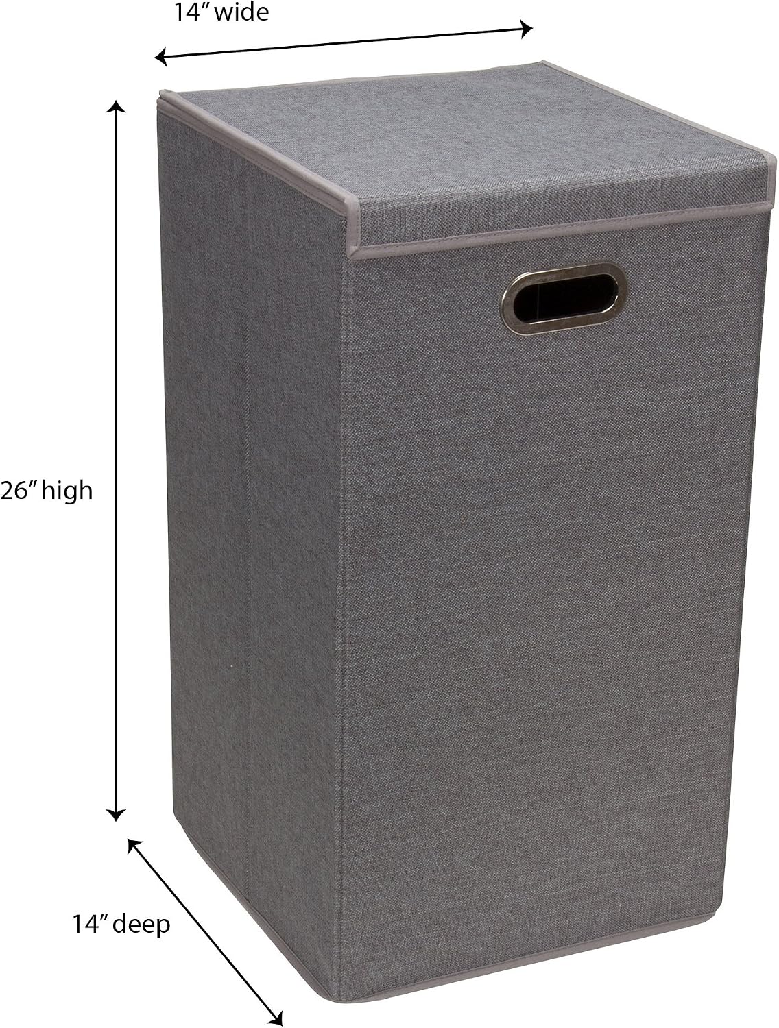 5620 Collapsible Single Laundry Hamper with Magnetic Lid - Grey