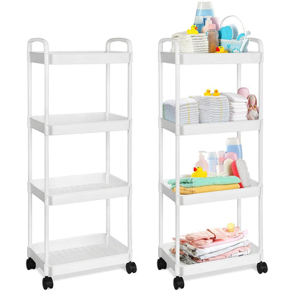 Barydat Baby Diaper Caddy Cart, 4-Tier Rolling Cart for Essentials