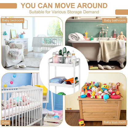 Barydat Baby Diaper Caddy Cart, 4-Tier Rolling Cart for Essentials