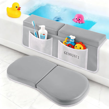 Bath Kneeler and Elbow Kneeling Rest Pad for Baby Bathing Parents,Faucet Cover Baby Bathtub Silicone Whale for Kids,39 x 16 Inch Extra Long Bathtub Mats