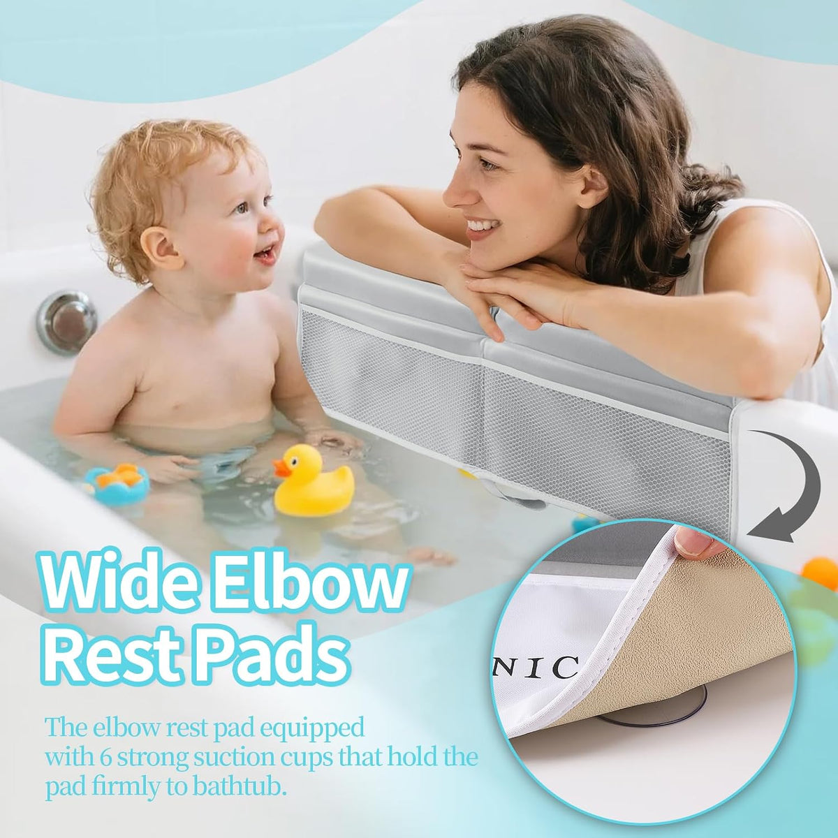 Bath Kneeler and Elbow Kneeling Rest Pad for Baby Bathing Parents,Faucet Cover Baby Bathtub Silicone Whale for Kids,39 x 16 Inch Extra Long Bathtub Mats