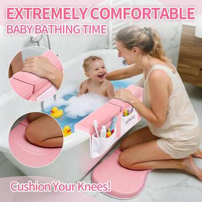 Bath Kneeler and Elbow Kneeling Rest Pad for Baby Bathing Parents,Faucet Cover Baby Bathtub Silicone Whale for Kids,39 x 16 Inch Extra Long Bathtub Mats
