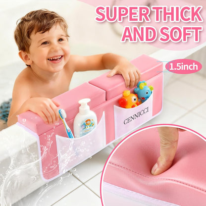 Bath Kneeler and Elbow Kneeling Rest Pad for Baby Bathing Parents,Faucet Cover Baby Bathtub Silicone Whale for Kids,39 x 16 Inch Extra Long Bathtub Mats