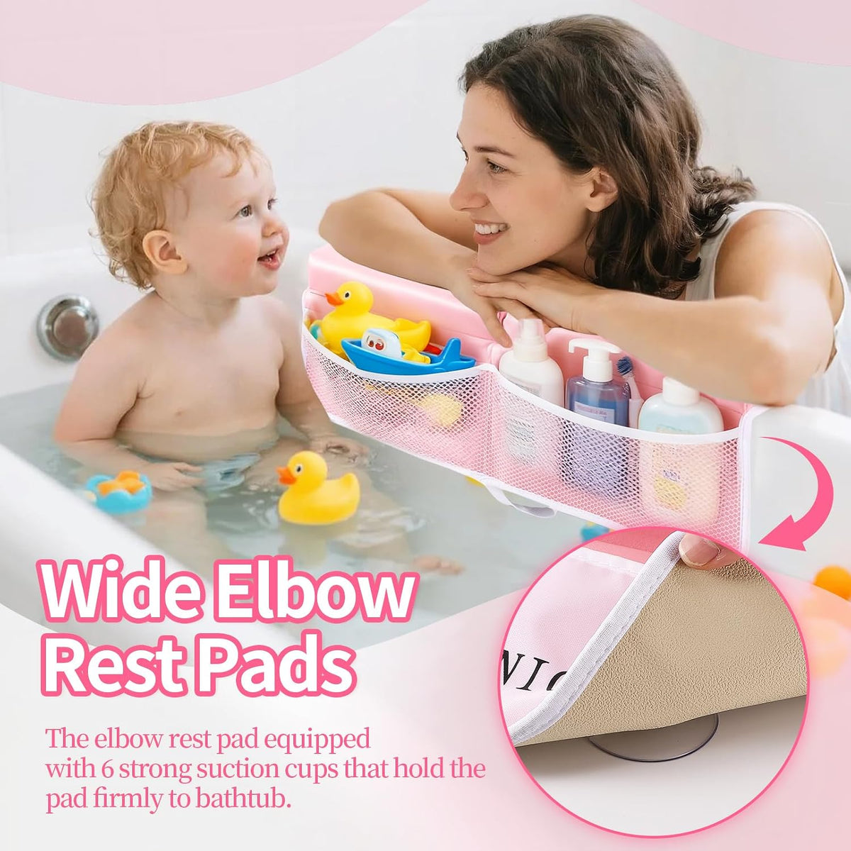 Bath Kneeler and Elbow Kneeling Rest Pad for Baby Bathing Parents,Faucet Cover Baby Bathtub Silicone Whale for Kids,39 x 16 Inch Extra Long Bathtub Mats