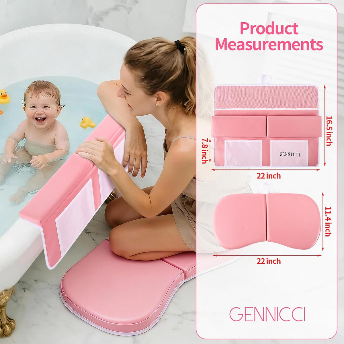 Bath Kneeler and Elbow Kneeling Rest Pad for Baby Bathing Parents,Faucet Cover Baby Bathtub Silicone Whale for Kids,39 x 16 Inch Extra Long Bathtub Mats