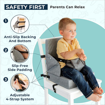 Toddler Booster Seat for Dining Table: Booster Seat for Kitchen Chair Grey