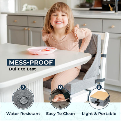 Toddler Booster Seat for Dining Table: Booster Seat for Kitchen Chair Grey