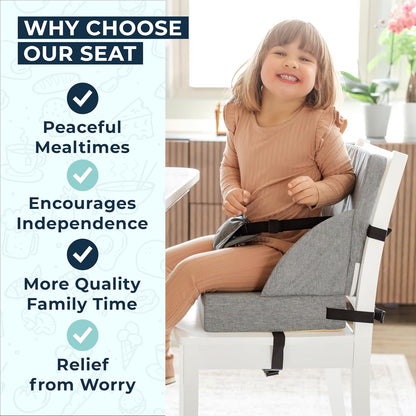 Toddler Booster Seat for Dining Table: Booster Seat for Kitchen Chair Grey