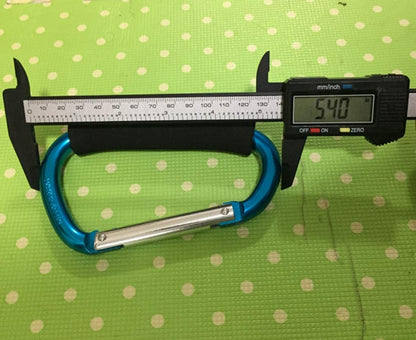 2X Carabiner Hook - 5.4" Large Aluminum D-Style Carry Handle with Sponge for Shopping Bags Handbag Tote Stroller Carrying