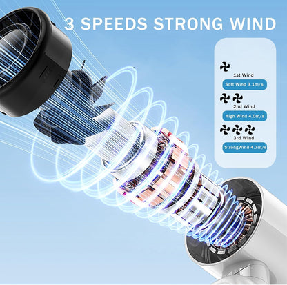 2026 New Dual-Head Fan, 4000mAh Rechargeable Portable Fan with Flexible Tripod, 360° Rotatable Mini Clip On Fan with 3 Speeds & 3 LED Light Modes for Baby Stroller, Car Seat, Crib, Camping, Travel
