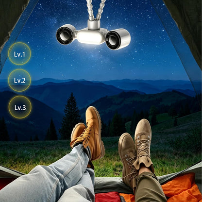 2026 New Dual-Head Fan, 4000mAh Rechargeable Portable Fan with Flexible Tripod, 360° Rotatable Mini Clip On Fan with 3 Speeds & 3 LED Light Modes for Baby Stroller, Car Seat, Crib, Camping, Travel
