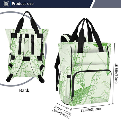 Diaper Bag Backpack, Multifunction Travel Bag for Moms Dads, Baby Changing Bag with Insulted Pockets, Stroller Straps and Side Bottle Pockets Lily Line Art Pattern