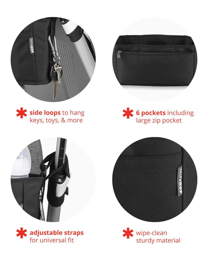 Ultimate Stroller Organizer Universal Fit with Adjustable Straps, Magnetic Flaps and Convertible Design that fits 40 oz. Tumblers, Oat