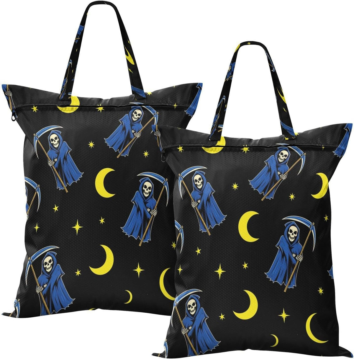 Halloween Death Waterproof Travel Laundry Bag Reusable 2 Pcs
