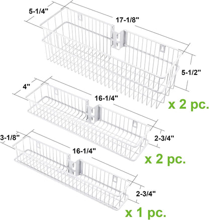 Carbon Steel Pantry Organizer Heavy Duty Hanging Over the Door Storage Rack, 5 Wire Baskets, Kitchen Closet Organization - White 240077E