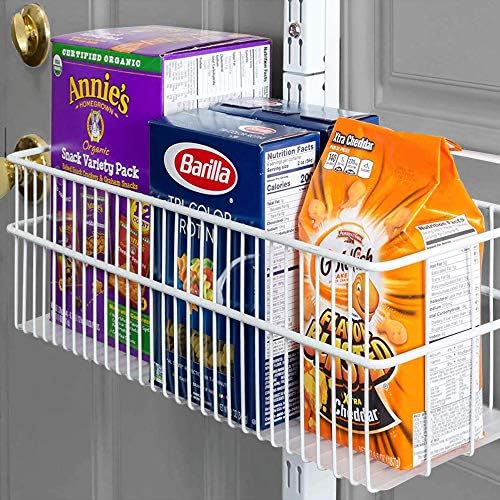 Carbon Steel Pantry Organizer Heavy Duty Hanging Over the Door Storage Rack, 5 Wire Baskets, Kitchen Closet Organization - White 240077E