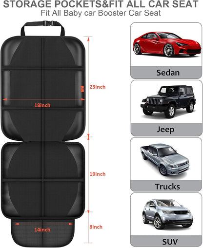Auto Car Seat Protectors Baby Carseat Waterproof & Durable 600D Fabric for Child Baby Car Seat Mat Vehicle Pet Cover 2 Storage Pockets