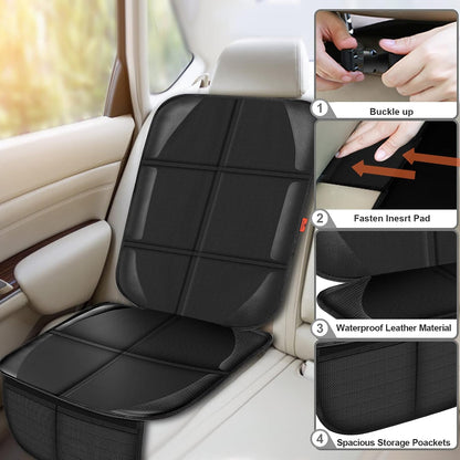 Auto Car Seat Protectors Baby Carseat Waterproof & Durable 600D Fabric for Child Baby Car Seat Mat Vehicle Pet Cover 2 Storage Pockets