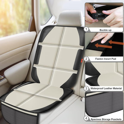 Auto Car Seat Protectors Baby Carseat Waterproof & Durable 600D Fabric for Child Baby Car Seat Mat Vehicle Pet Cover 2 Storage Pockets