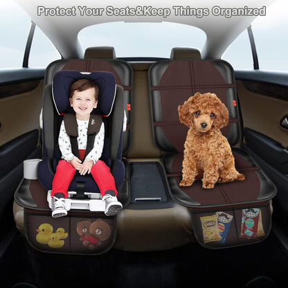 Auto Car Seat Protectors Baby Carseat Waterproof & Durable 600D Fabric for Child Baby Car Seat Mat Vehicle Pet Cover 2 Storage Pockets