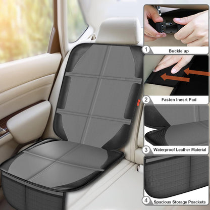 Auto Car Seat Protectors Baby Carseat Waterproof & Durable 600D Fabric for Child Baby Car Seat Mat Vehicle Pet Cover 2 Storage Pockets