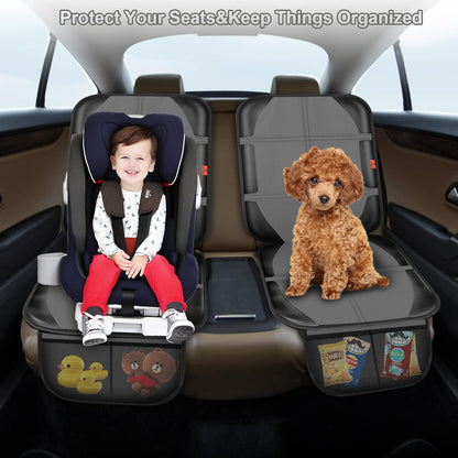Auto Car Seat Protectors Baby Carseat Waterproof & Durable 600D Fabric for Child Baby Car Seat Mat Vehicle Pet Cover 2 Storage Pockets