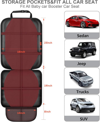 Auto Car Seat Protectors Baby Carseat Waterproof & Durable 600D Fabric for Child Baby Car Seat Mat Vehicle Pet Cover 2 Storage Pockets