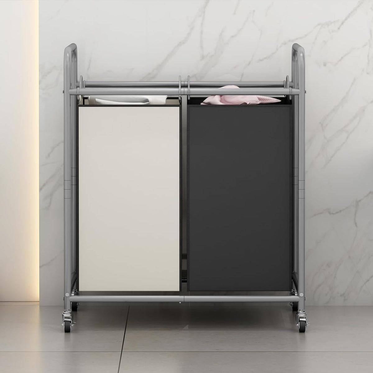 Laundry Hamper with Lockable Wheels and 2 Removable Bags