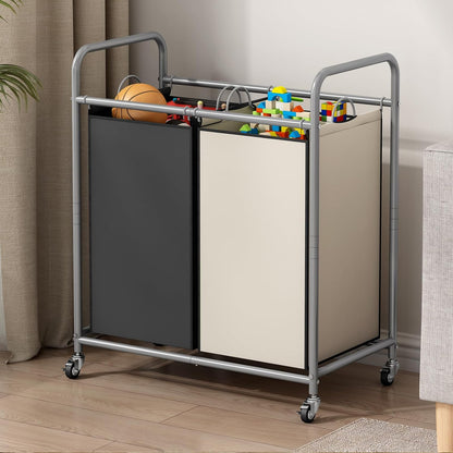 Laundry Hamper with Lockable Wheels and 2 Removable Bags