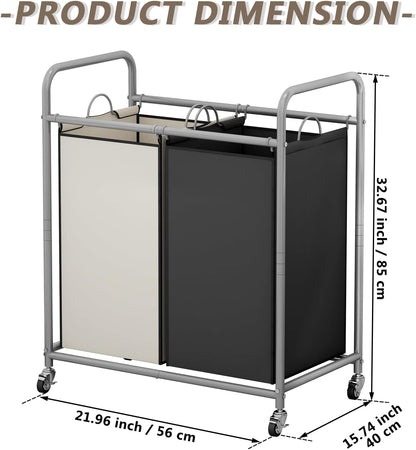Laundry Hamper with Lockable Wheels and 2 Removable Bags