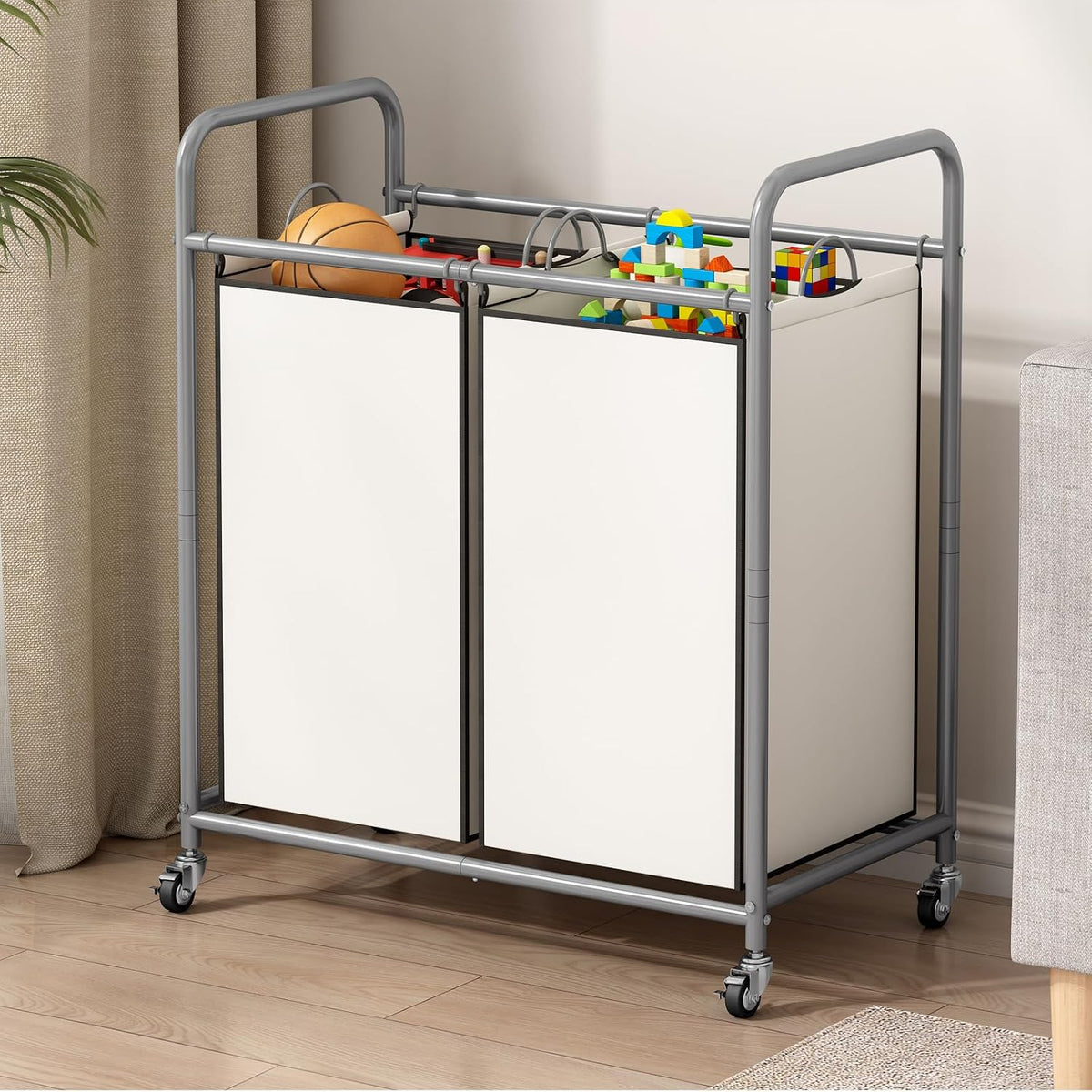 Laundry Hamper with Lockable Wheels and 2 Removable Bags