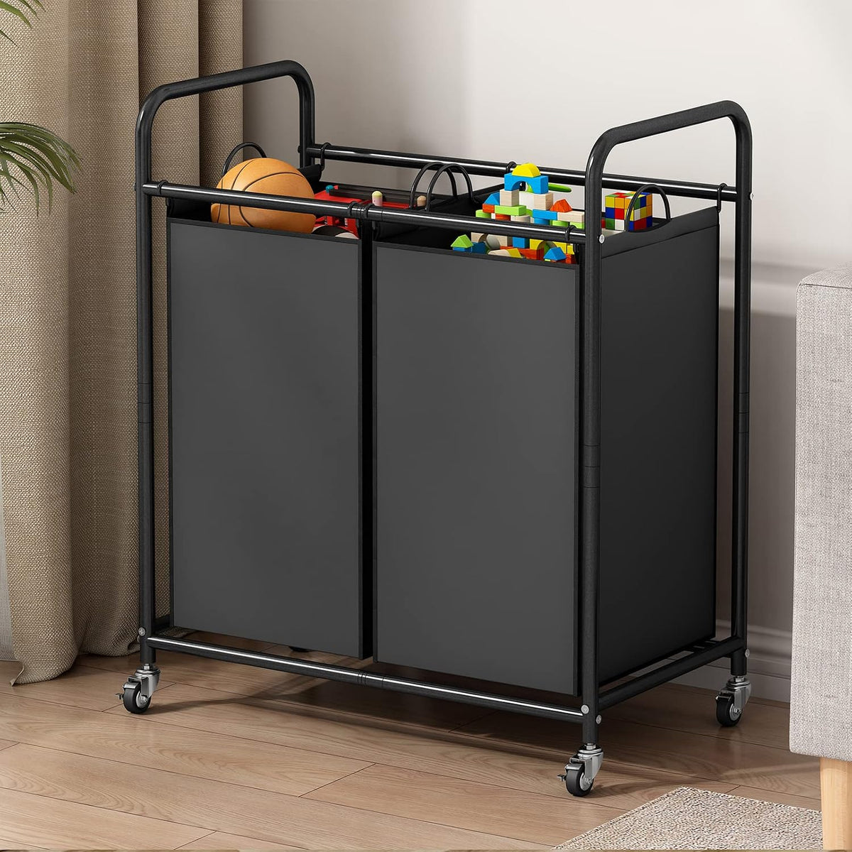 Laundry Hamper with Lockable Wheels and 2 Removable Bags