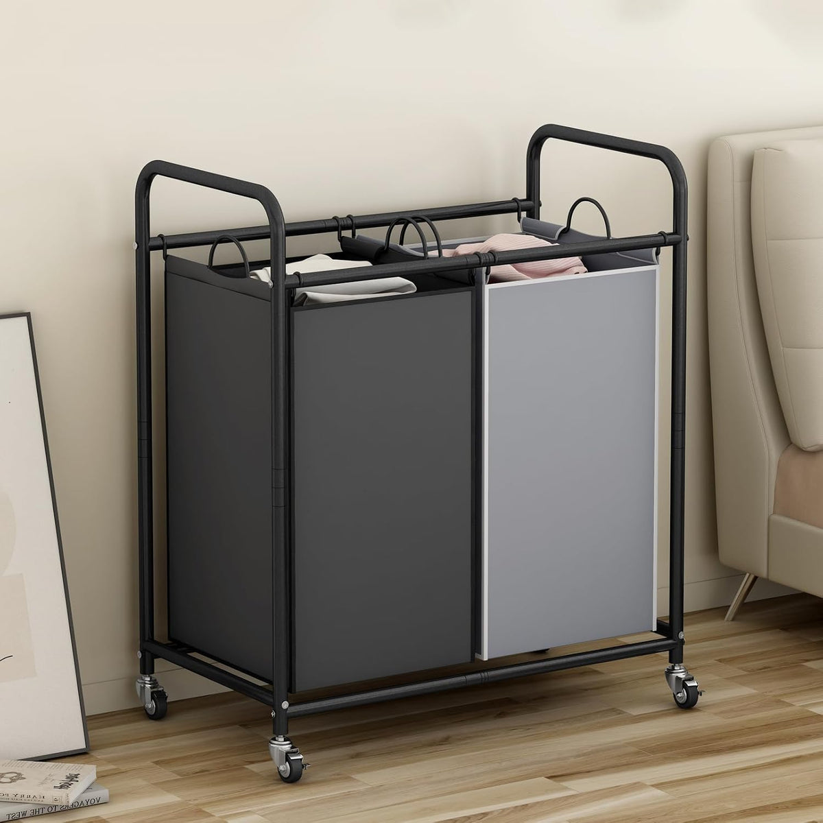Laundry Hamper with Lockable Wheels and 2 Removable Bags