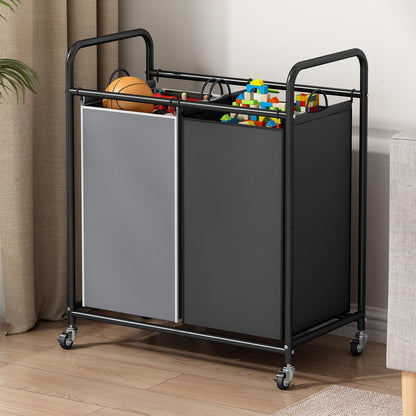 Laundry Hamper with Lockable Wheels and 2 Removable Bags