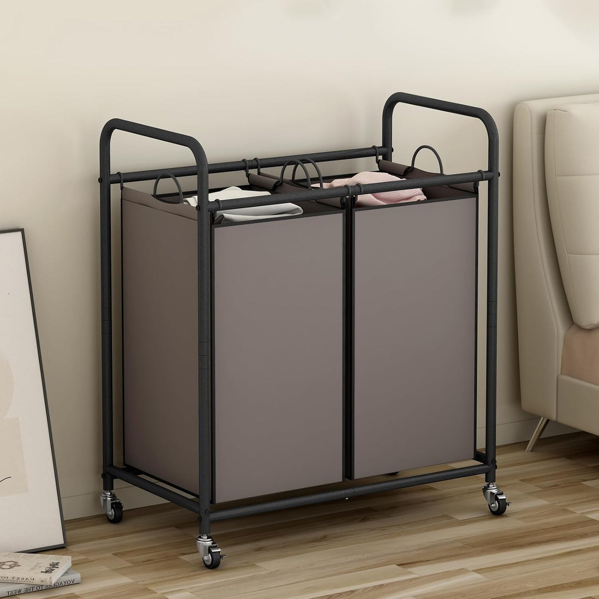 Laundry Hamper with Lockable Wheels and 2 Removable Bags