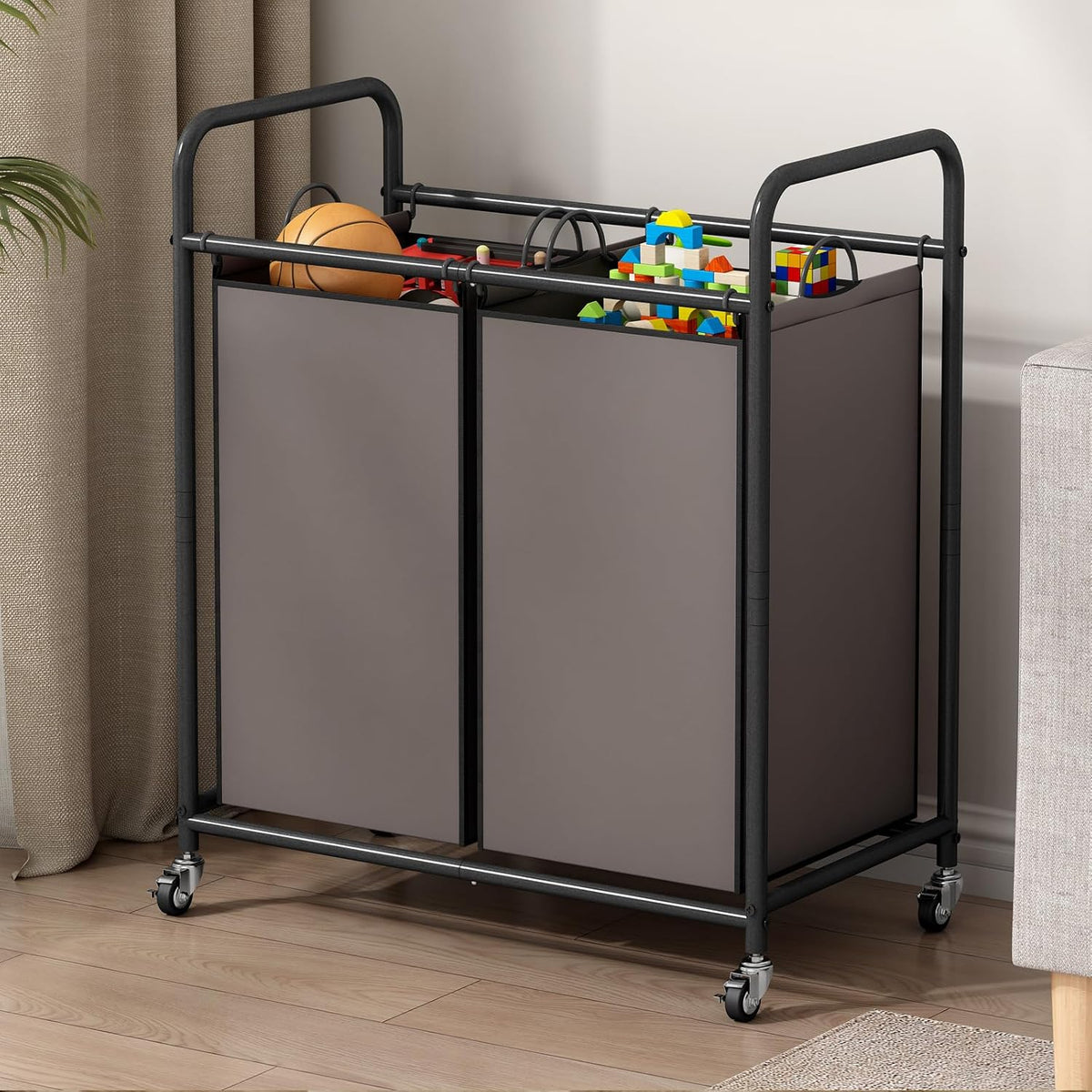 Laundry Hamper with Lockable Wheels and 2 Removable Bags