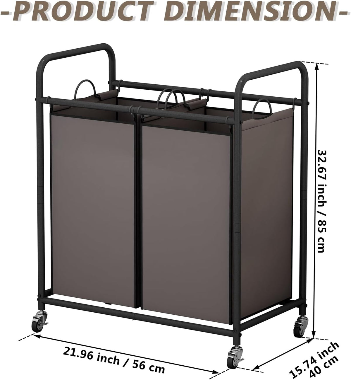 Laundry Hamper with Lockable Wheels and 2 Removable Bags