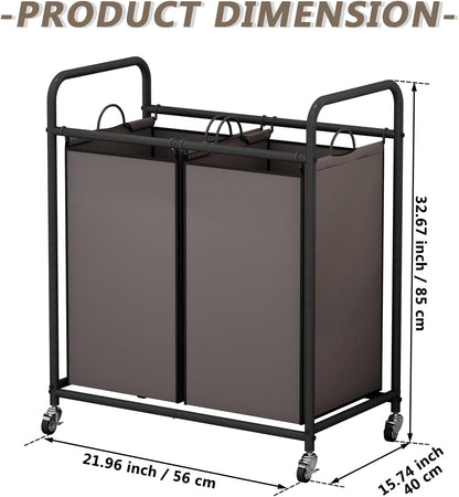 Laundry Hamper with Lockable Wheels and 2 Removable Bags