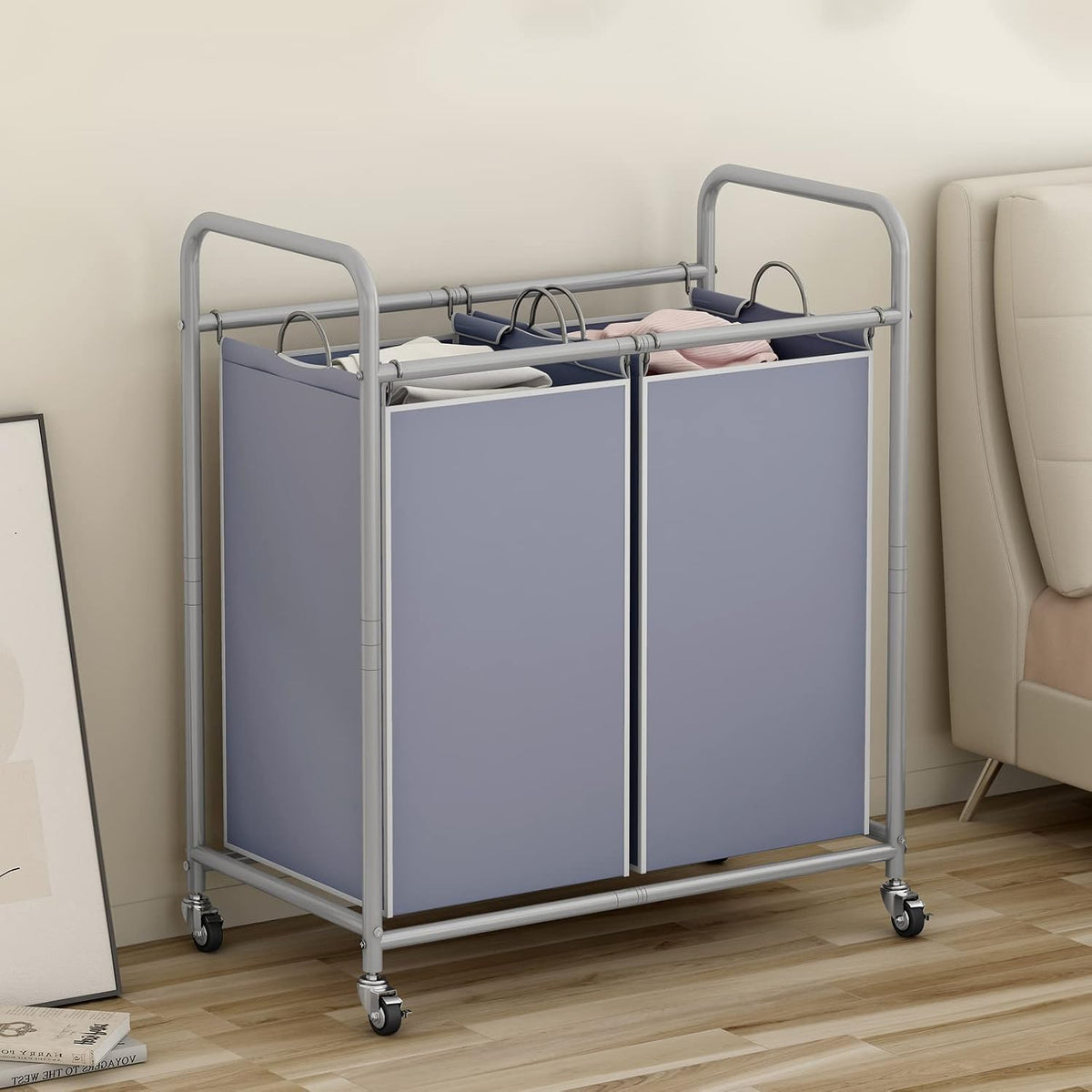 Laundry Hamper with Lockable Wheels and 2 Removable Bags