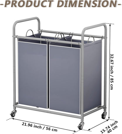 Laundry Hamper with Lockable Wheels and 2 Removable Bags