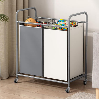 Laundry Hamper with Lockable Wheels and 2 Removable Bags