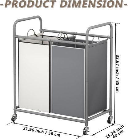 Laundry Hamper with Lockable Wheels and 2 Removable Bags