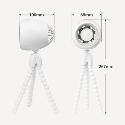 Portable Stroller Fan with Flexible Tripod, Mini Desk Fan Personal USB Rechargeable Handheld Fan, Quiet Clip On Crib Fan, 3 Speeds, Wind Direction Adjustable, for Bike Tent Car Seat BBQ White